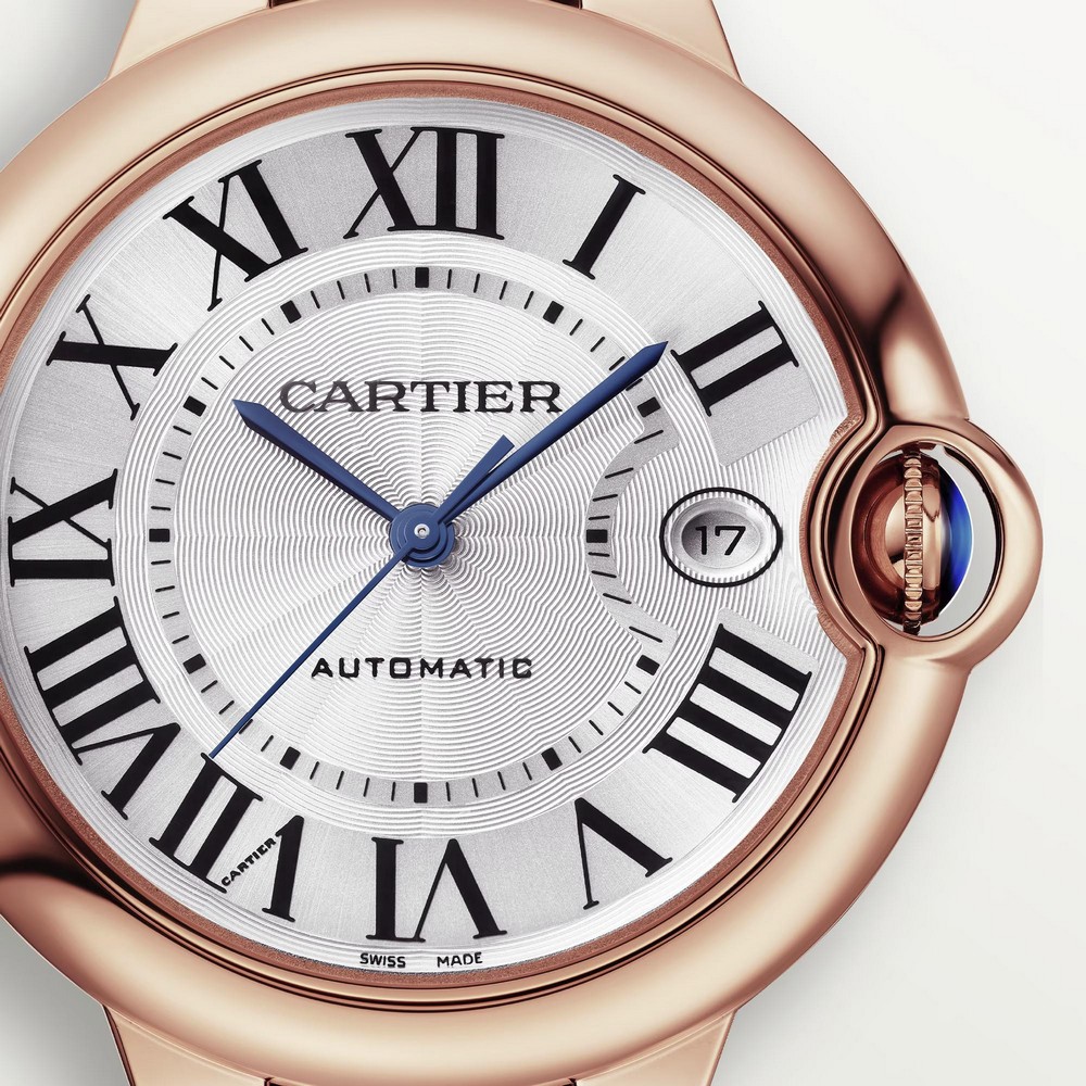 Đồng Hồ Cartier Ballon Bleu De Cartier Watch 40mm Nam Vàng Hồng Xám